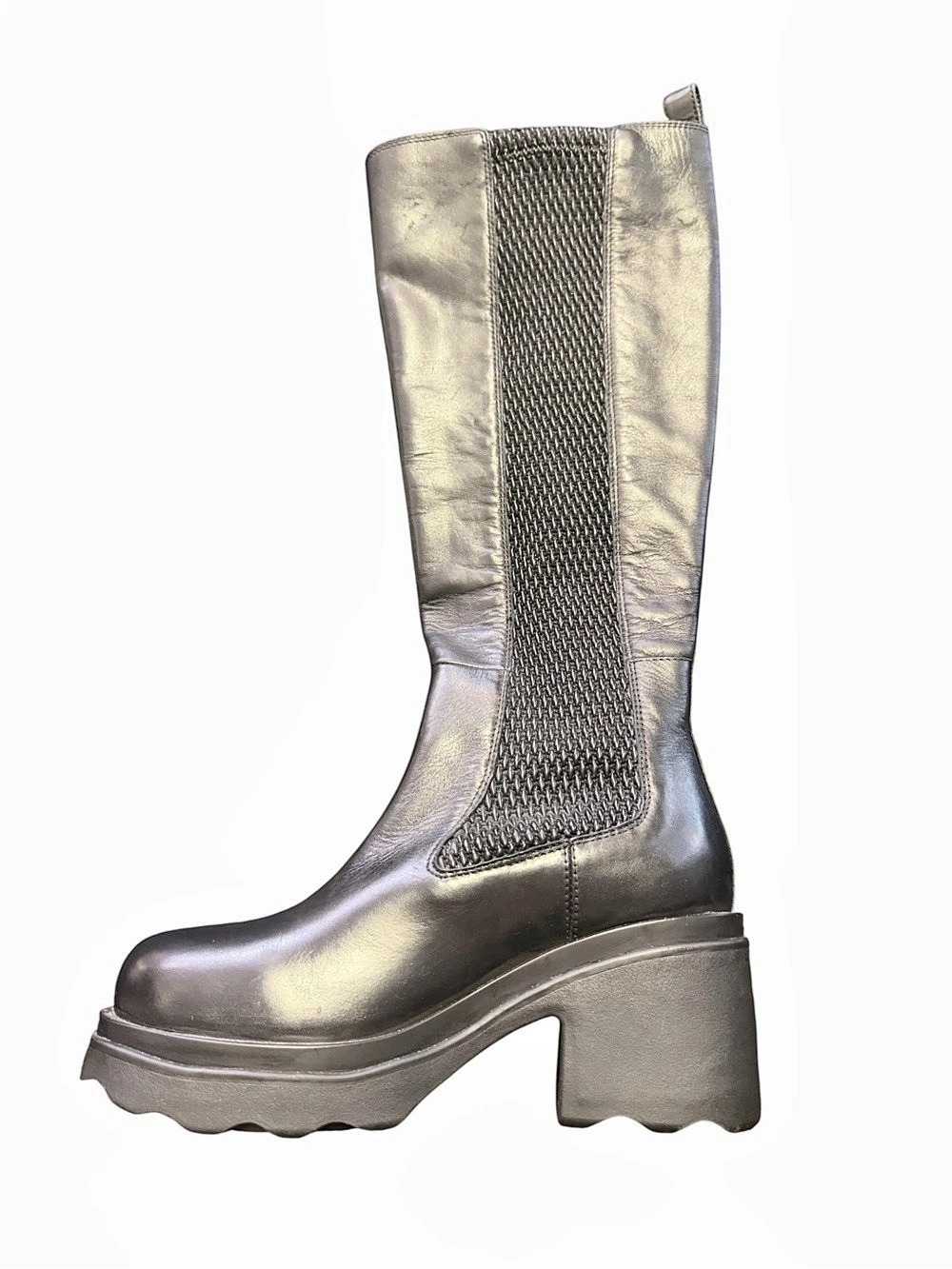 Aerosoles Platform Heeled Boots Black & Silver US 8